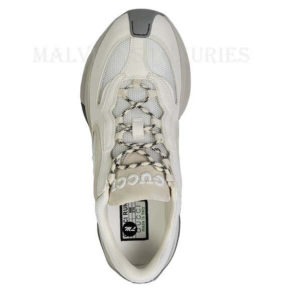 GUCCI SNEAKERS RUN WHITE SUEDE LEATHER INTERLOCKING G LOGO SHOES sz 40.5 10.5 - Picture 8 of 16